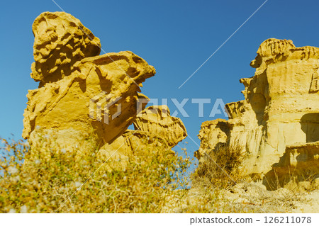 Sandstone formations Bolnuevo, Spain 126211078