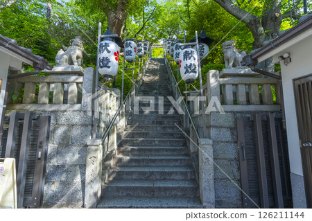神戶北野天滿宮:綠樹環繞的石牌坊與石階 神戶北野天滿宮:綠樹環繞的石牌坊與石階 126211144