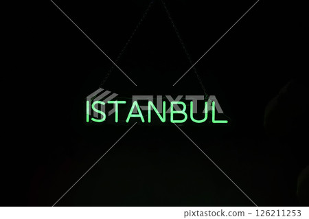Istanbul neon text isolated on black Istanbul neon text isolated on black 126211253