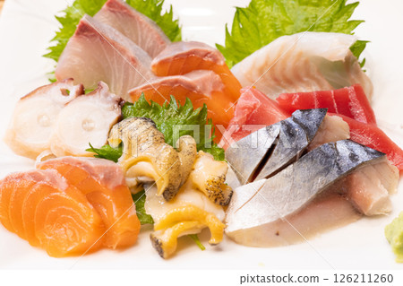 Assortment of delicious sashimi 126211260