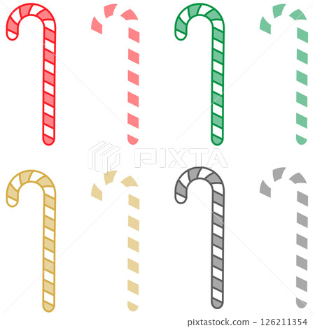 Christmas candy cane set in red, green, yellow and grey Christmas candy cane set in red, green, yellow and grey 126211354