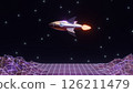 abstract 3d render illustration with cartoon rocket in outer space 126211479