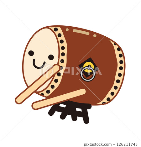 可愛的擬人化太鼓人物插圖 126211743