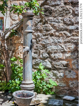 Historic Stone Water Column in the Old Town of Bar, Montenegro 126211774