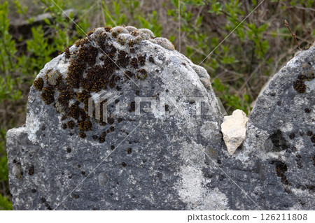 Detail of a stone on a jewish grave, Slovakia Detail of a stone on a jewish grave, Slovakia 126211808