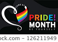 Ribbon heart pride month logo. Vector 126211949