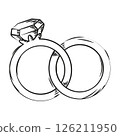 Engagement and wedding rings. Vector 126211950