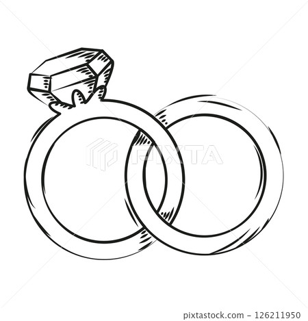 Engagement and wedding rings. Vector 126211950