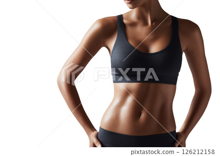 Tight female abs (black tank top/transparent background) Tight female abs (black tank top/transparent background) 126212158