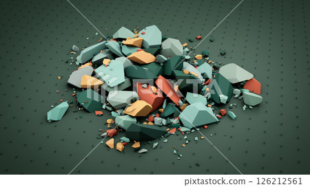 Abstract Arrangement of Multicolored Geometric Stones on Textured Surface Abstract Arrangement of Multicolored Geometric Stones on Textured Surface 126212561