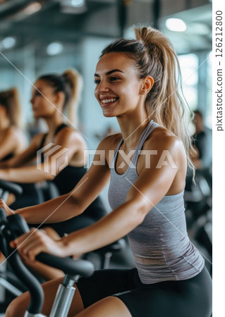 woman bike tank leggings gym setting 126212800