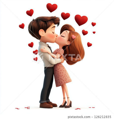 3d couple hearts background animated embrace 126212835