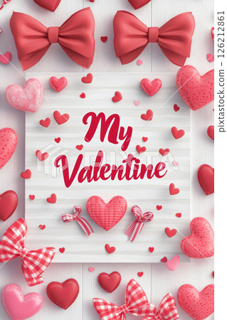 valentines day card hearts ribbons greeting 126212861