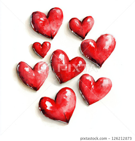watercolor heart shapes background finish light 126212873