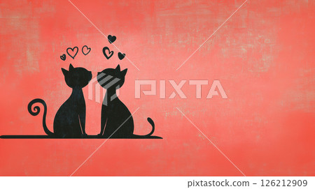 depiction cats background stylized positioned black 126212909