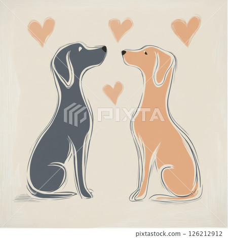 illustration dogs hearts stylized loving embrace illustration dogs hearts stylized loving embrace 126212912