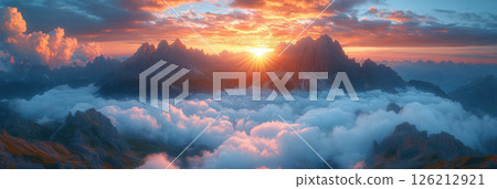 landscape clouds sunset sky hues peaks 126212921