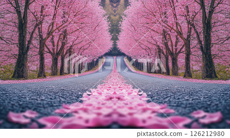depiction road flowers asphalt area petals 126212980