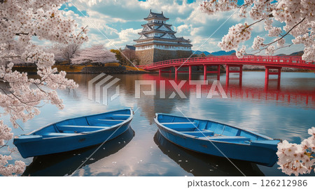 cherry blossoms boats backgroundcherry blossom trees 126212986