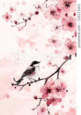 watercolor bird branch hint body painting 126213001