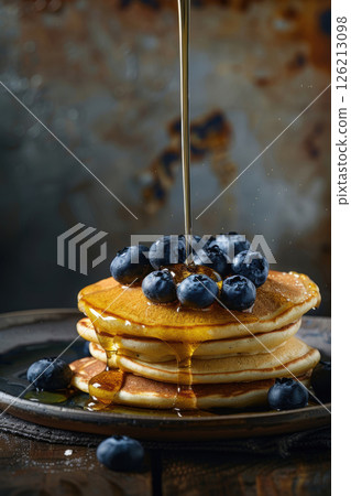 blueberries table closeup rustic brown shot 126213098
