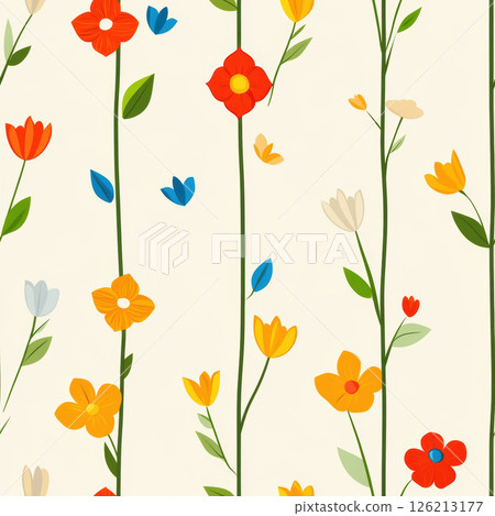 pattern flowers background stylized leaves seamless 126213177