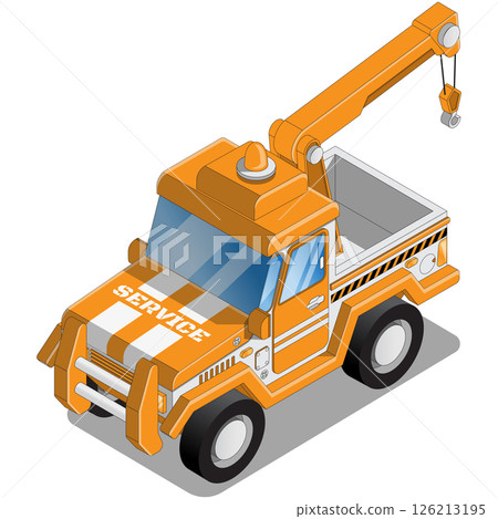 Tow truck. Isometric. Isolated on white background. Vector illustration. 126213195