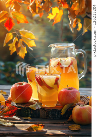 table apples closeup autumn orange adorned 126213204