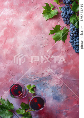 view wine glass bunch grapes topdown 126213245