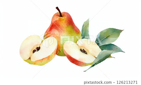 watercolor apple slices hint hue pale 126213271