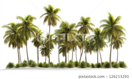 3d palm trees sandy fronds beach 3d palm trees sandy fronds beach 126213293