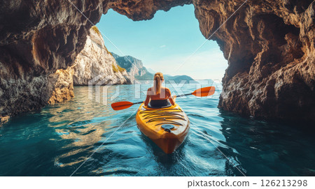 aerial view woman body water entrance 126213298