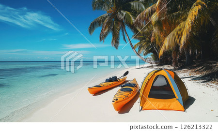 aerial view palm trees sky turquoise 126213322