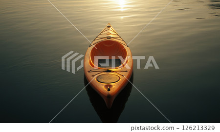 aerial view kayak calm water sunset aerial view kayak calm water sunset 126213329