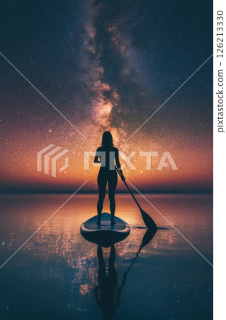 person sunset sunrise silhouette surfboard standing 126213330