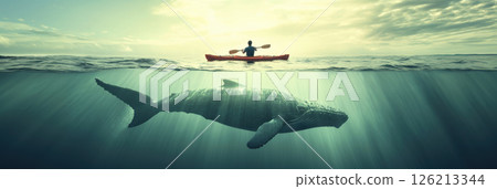 aerial view whale underwater sunlight waters 126213344