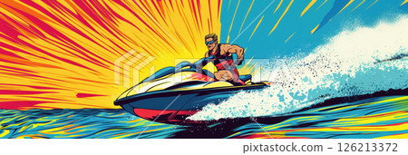 illustration man jet ski style art 126213372