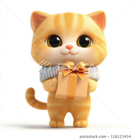 3d cat character gift box animated 126213454