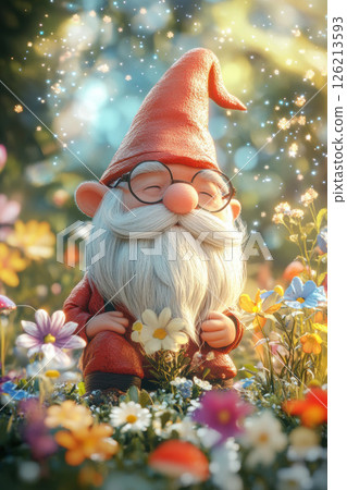 garden scene gnomelike figure meadow hat garden scene gnomelike figure meadow hat 126213593