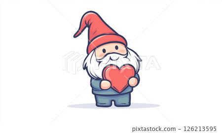 cartoon garden heart gnome holding red cartoon garden heart gnome holding red 126213595