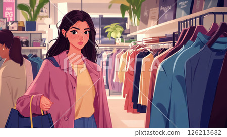 illustration woman clothing store digital shopping 126213682