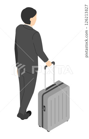 提著行李箱旅行的男人 — — 等距 提著行李箱旅行的男人 — — 等距 126213827