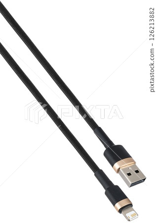 Reliable Lightning - USB cable presented on a light background. 126213882