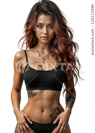 Portrait of a young girl in tattoo Portrait of a young girl in tattoo 126213896