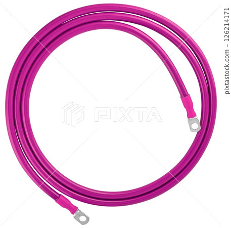 Sealed cable with battery terminals, insulated on white background Sealed cable with battery terminals, insulated on white background 126214171