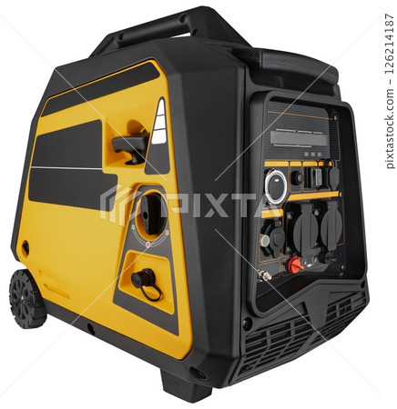 Mobile generator with inverter system and fuel economy, on white Mobile generator with inverter system and fuel economy, on white 126214187
