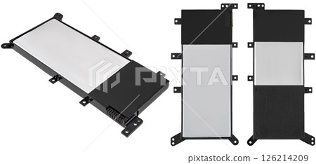 Li-Ion laptop battery on a white background. 126214209
