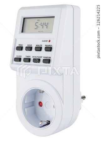 Functional weekly timer with flexible settings, on white background Functional weekly timer with flexible settings, on white background 126214225