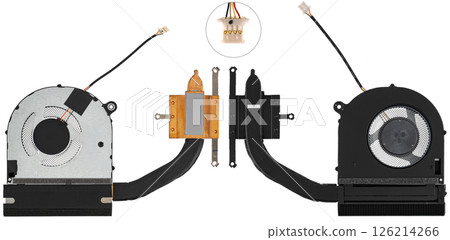 Laptop cooling system for replacing defective parts, on white background 126214266