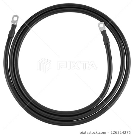 Power cable with battery terminals, insulated on white background 126214275